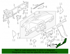 Накладка колени водителя Ford Fusion mk5 13-16 черная