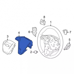 Накладка руля Ford Fusion mk5 17-20 черная с серой вставкой