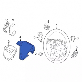 Накладка руля Ford Fusion mk5 17-20 черная с серой вставкой
