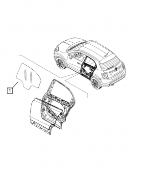 Стекло двери задней правой Fiat 500X 16-22