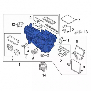 Корпус печки голый Ford Edge 15-23