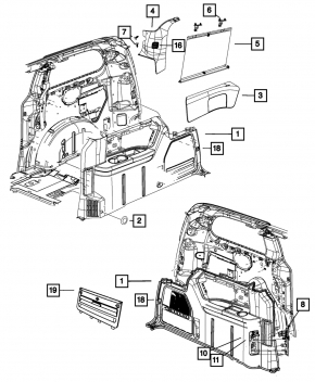 Обшивка арки левая Dodge Grand Caravan 11-16 беж