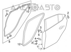 Уплотнитель двери задней правой Mazda 3 14-18 BM