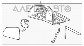 Зеркало боковое левое в сборе Cadillac CTS 08-12 9 пинов, оранжевое, дефект крепления