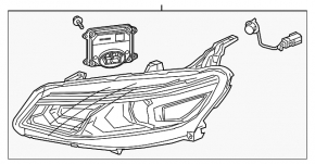 Фара передняя левая Chevrolet Malibu 19-25 LED