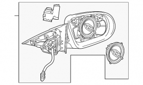 Зеркало боковое правое в сборе Mercedes W213 E 17-23 поворотник, подогрев, подсветка, BSM, 8+8+2, графит 992, царапина