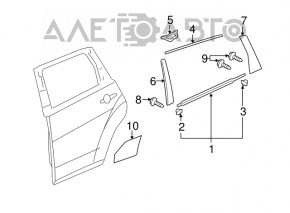 Молдинг двери верхний задний правый Acura MDX 07-09 черн