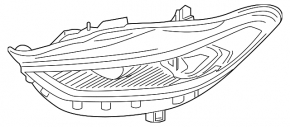 Фара передняя левая в сборе Ford Fusion mk5 17-20 галоген, с DRL