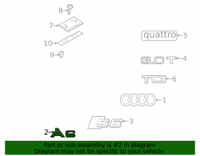 Эмблема надпись A6 крышки багажника Audi A6 C8 19-25 хром