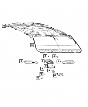 Козырек правый Chrysler Pacifica 17-26 серый