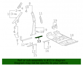 Накладка порога задняя левая внутренняя Lexus RX300 98-00