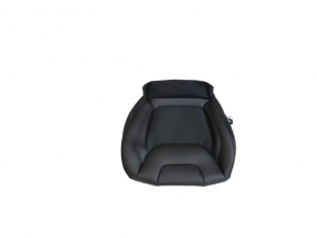 Обшивка подушки водительского сиденья Jeep Cherokee KL 19-23 кожа черная + ткань, подогрев, примята, царапины, под чистку