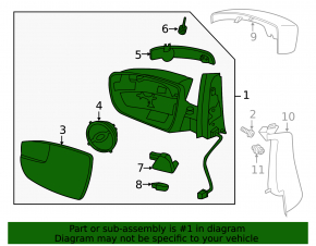 Зеркало боковое левое в сборе Ford C-max MK2 13-18 5 пинов, поворотник, белое