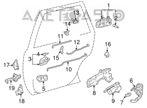 Петля двери нижняя задняя левая Lexus RX300 98-03