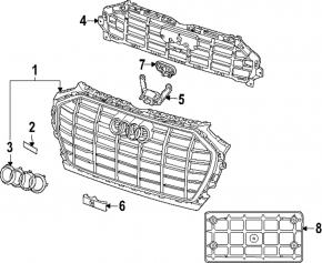 Каркас решетки радиатора grill Audi Q5 80A 21-24