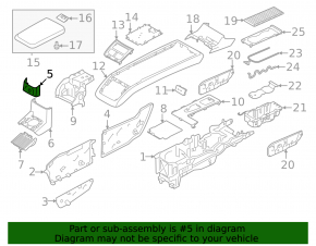 Накладка центральной консоли задняя нижняя Volvo XC90 25-26 тип 2, T8, черная, верхняя часть