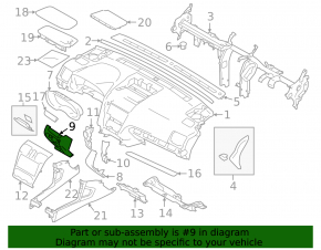 Накладка колени водителя Subaru Forester 14-18 SJ серая, царапины, отсутствует накладка кармана