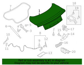 Крышка багажника Ford Mustang mk6 15-23 кабрио без спойлера