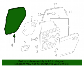 Уплотнитель двери задней правой Toyota Prius 30 10-15