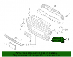 Решетка переднего бампера левая Audi A3 8V 17-20 черный глянец, S-line