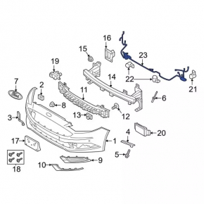Проводка переднего бампера Ford Fusion mk5 17-20 без птф без парктроников, без жалюзей