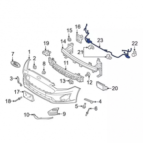 Проводка переднего бампера Ford Fusion mk5 17-20 без птф без парктроников, без жалюзей