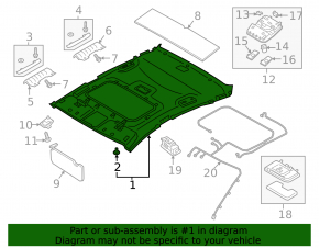 Обшивка потолка Kia Forte 19-24 под люк, серая