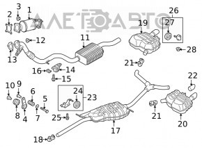 Глушитель задняя часть бочка левая Audi A5 F5 18-20 5D