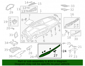 Накладка передней панели правая Audi A4 B9 17-25 под дерево, quattro, царапины