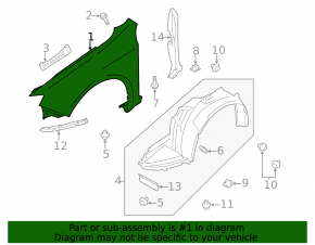 Крыло переднее правое Subaru Impreza WRX GH 08-11