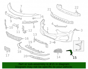 Молдинг переднего бампера правый Acura TLX 21-25 Base, sh-awd, a-spec