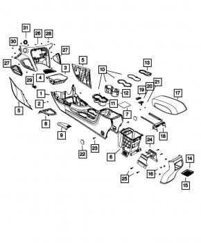 Консоль центральная подлокотник и подстаканники Dodge Dart 13-16 черн