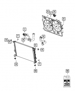 Патрубок охлаждения нижний Jeep Cherokee KL 19-23 2.0T