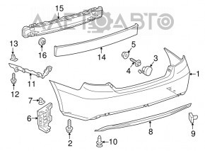 Губа заднього бампера Toyota Camry v55 15-17 usa LE, потерта
