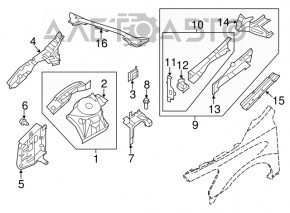 Защита двигателя арка левая Nissan Maxima A36 16-23