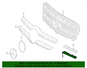 Молдинг решетки радиатора grill нижний левый Mercedes W167 GLE 350 450 20-23 хром