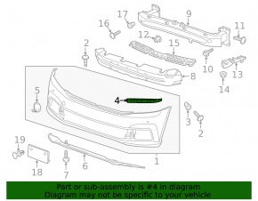 Крепление переднего бампера правое под фарой VW Passat b8 16-19 USA