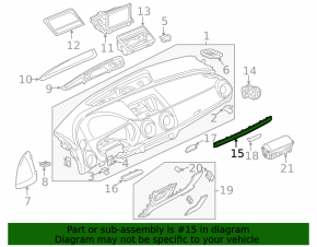 Накладка передньої панелі права Audi A3 8V 15-20 4d, 5d сіра, здулася фарба, надлам кріплення