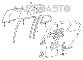 Уплотнитель стекла двери задней левой Lexus GS300 GS350 GS430 GS450h 06-11