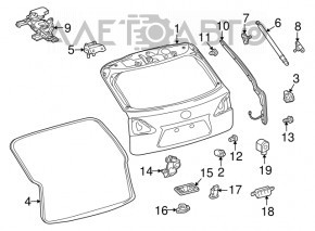 Амортизатор двери багажника правый Lexus RX350 RX450h 10-15