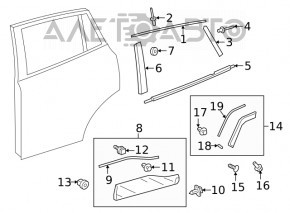 Молдинг дверь-стекло центральный задний левый Toyota Rav4 19-24