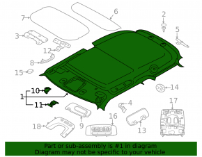 Обшивка потолка Mini Cooper F56 3d 14-24 без панорамы, серый