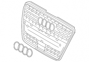 Решетка радиатора grill Audi Q7 4L 07-09 серая матовая, хром обрамление, S-line
