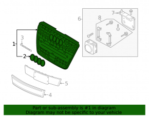 Решетка радиатора grill Audi Q7 4L 07-09 серая матовая, хром обрамление, S-line
