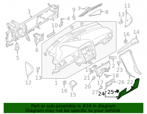 Накладка колени водителя Ford Fusion mk5 17-20 черная, царапины