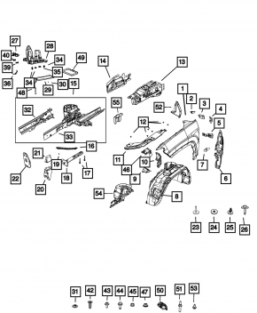 Кронштейн крыла передний левый Jeep Compass 18-26 Lux