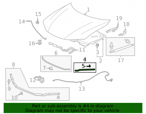 Ущільнювач капота правий Honda Accord 13-15 2d