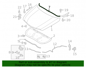 Уплотнитель капота задний Hyundai Sonata 11-15