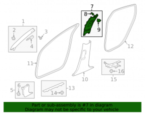 Накладка центральной стойки верхняя ремень левая Honda Accord 18-22 черная