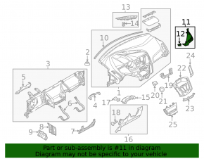 Накладка торпеды боковая левая Ford Focus mk3 15-18 серая